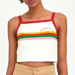 Zara Be Positive Rainbow Crop Tank Top
